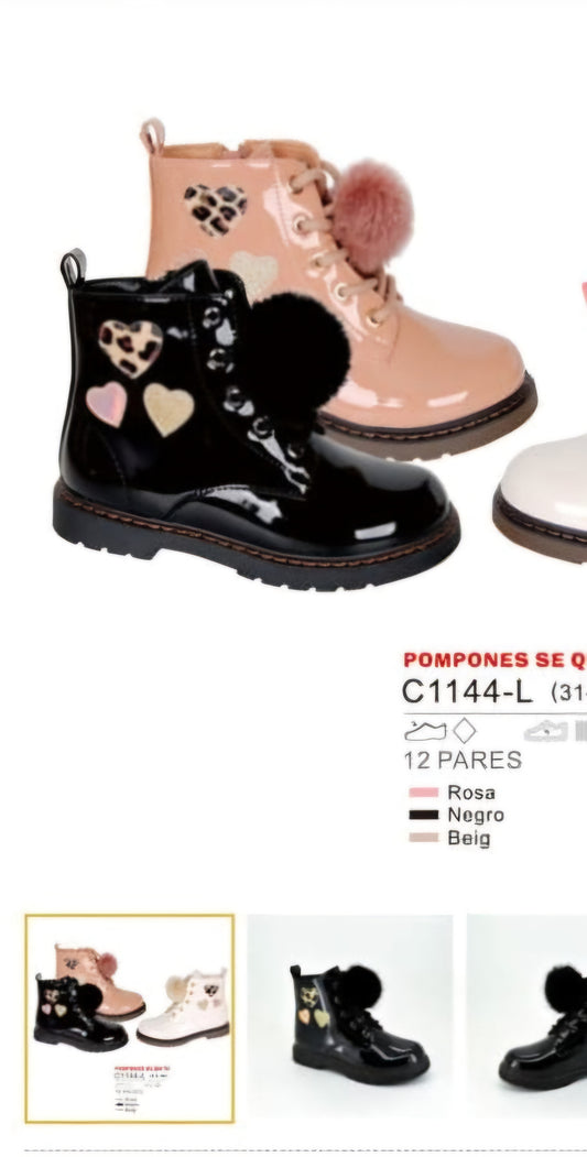 Bottes Fille Noir et Beige